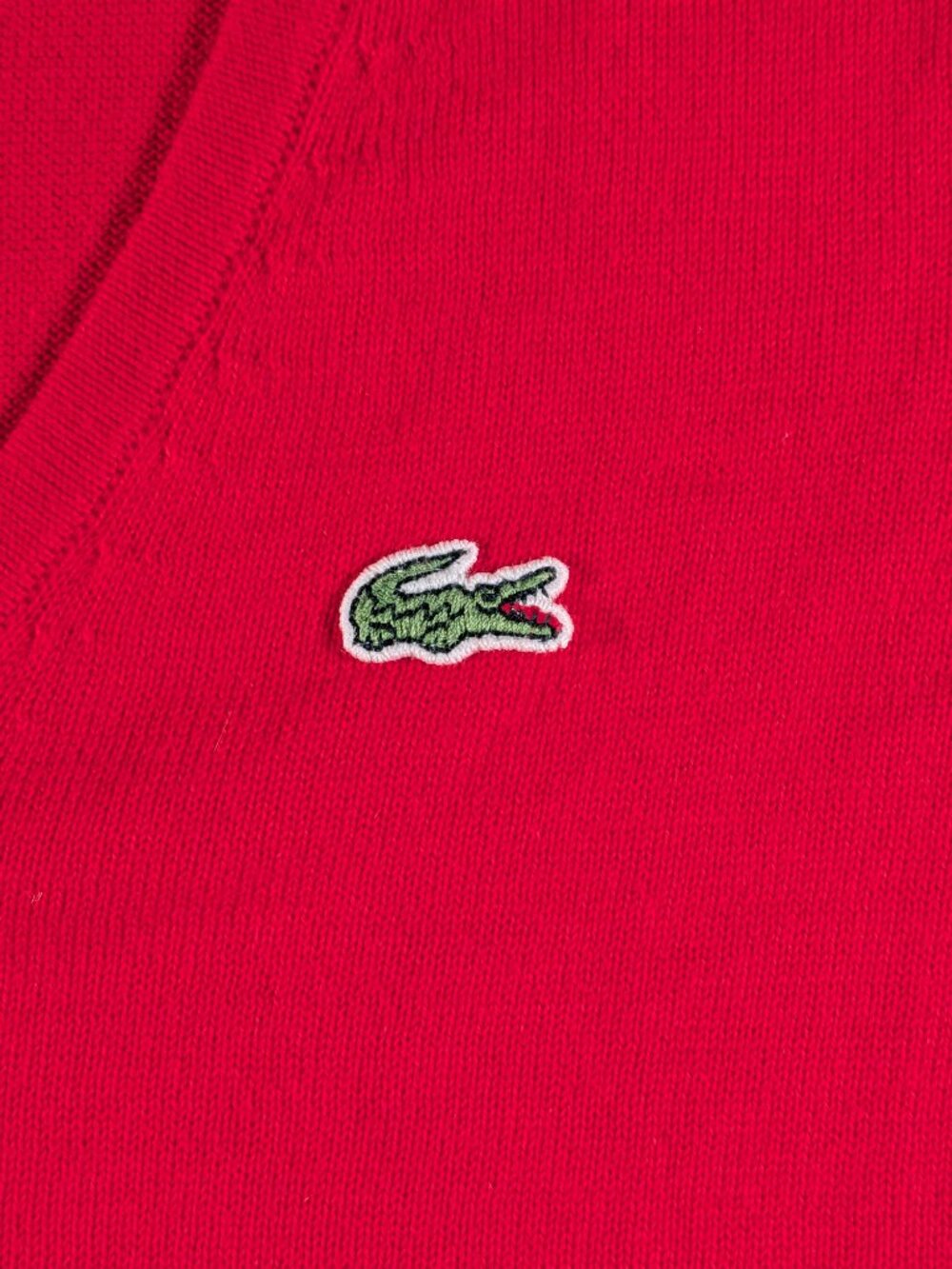 Lacoste Women's Red 100% Cotton V-Neck Sweater Size 38 (S/M) - Picture 3 of 11